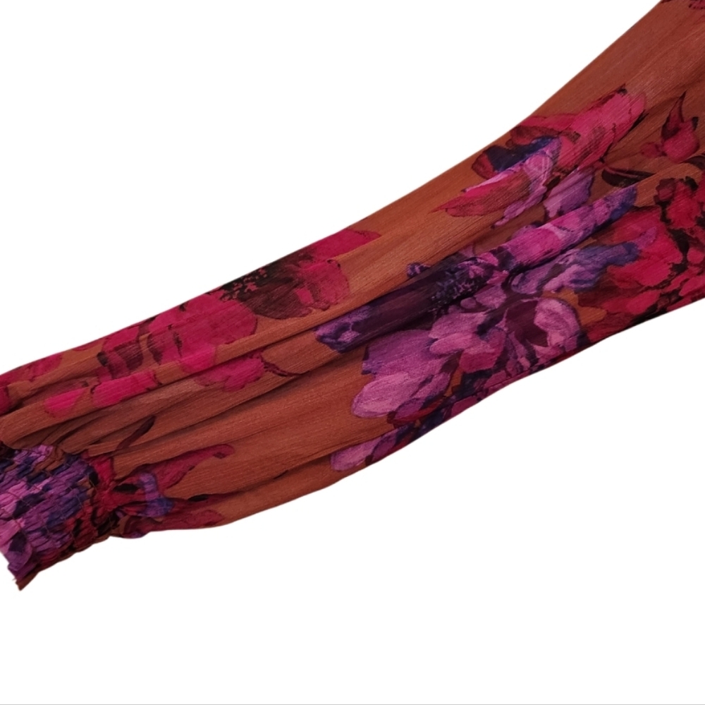 FLORAL PRINT CROSSOVER FRONT CHIFFON LAYER MAXI DRESS SZ XXL NWT - Picture 4 of 5